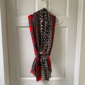 Express Leopard and Plaid Scarf